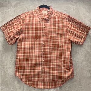 COUNTY SEAT ✬ MEDIUM MENS SHORT SLEEVE  BUTTON DOWN SHIRT ✬ RED TAN PLAID